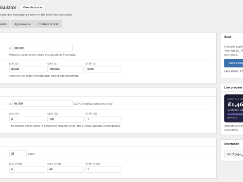 Calculator Field Admin - Values & Ranges