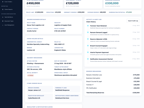 Claim Overview & Reserve Tracker