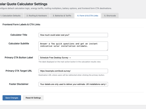 Admin Settings - Form UI & CTA Redirects