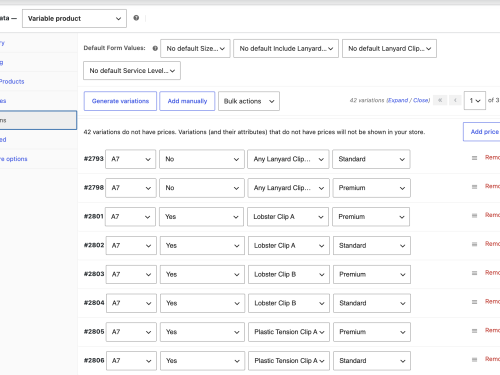 WooCommerce Product Variation Configuration