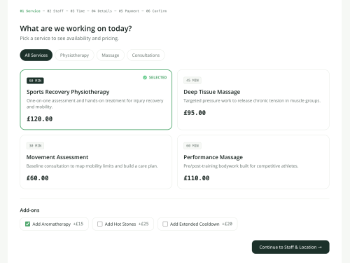 Service & Duration Selection