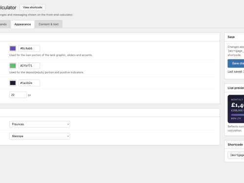 Appearance & Customisation Panel