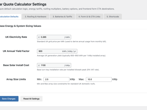 Admin Settings - Calculation Defaults