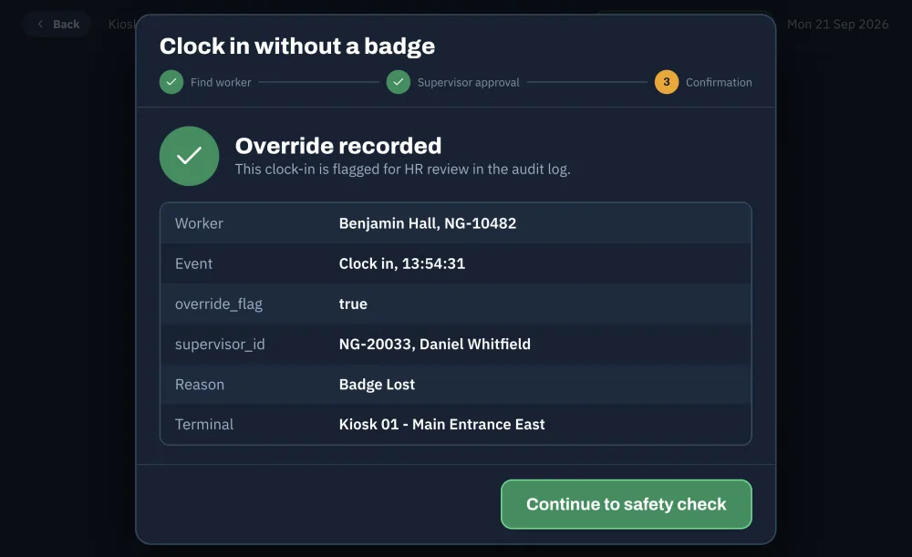 Supervisor Fallback - Step 3 - Confirmation