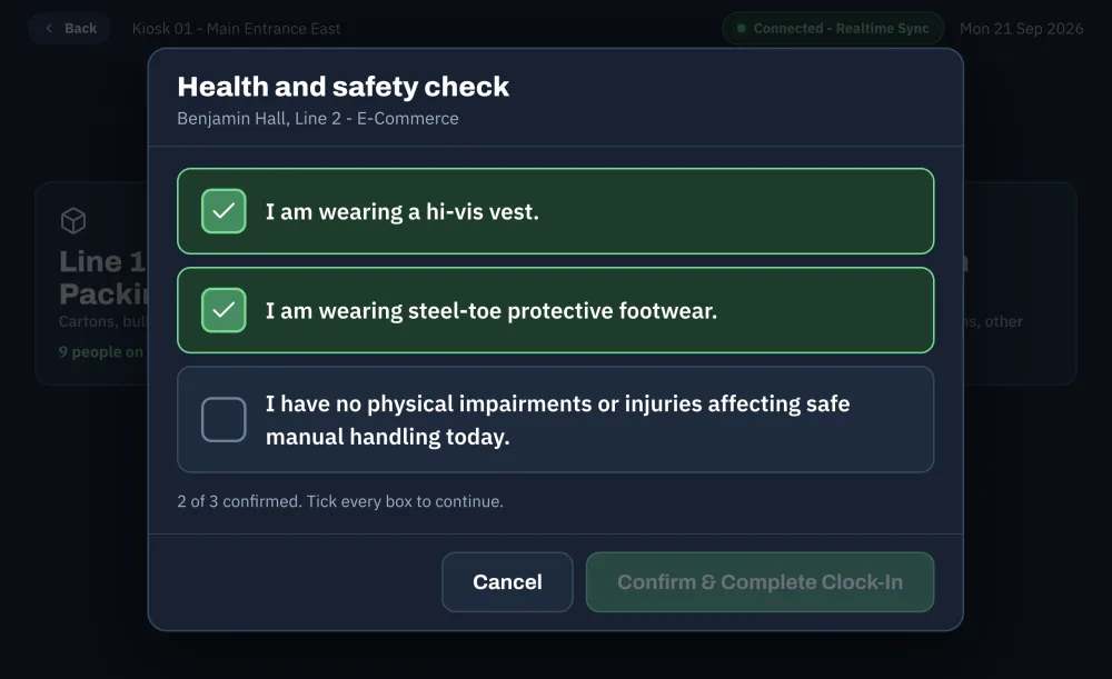 Health and Safety Check - Incomplete
