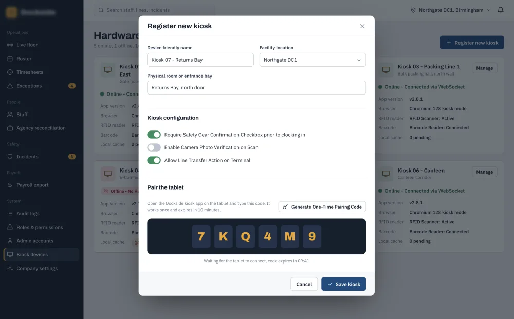 Register New Kiosk