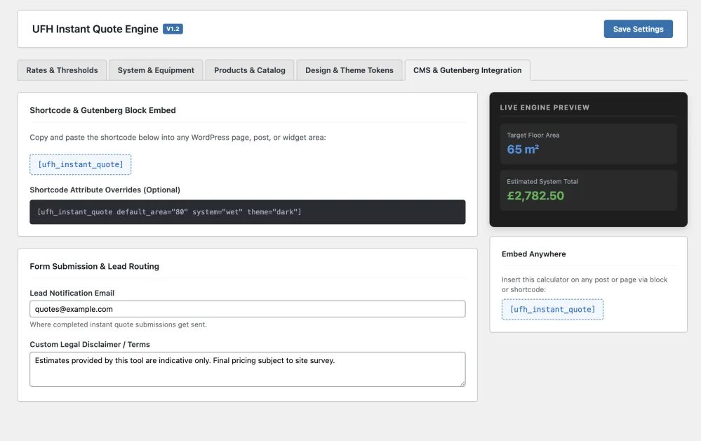Admin Panel Tab 5: CMS & Gutenberg Integration