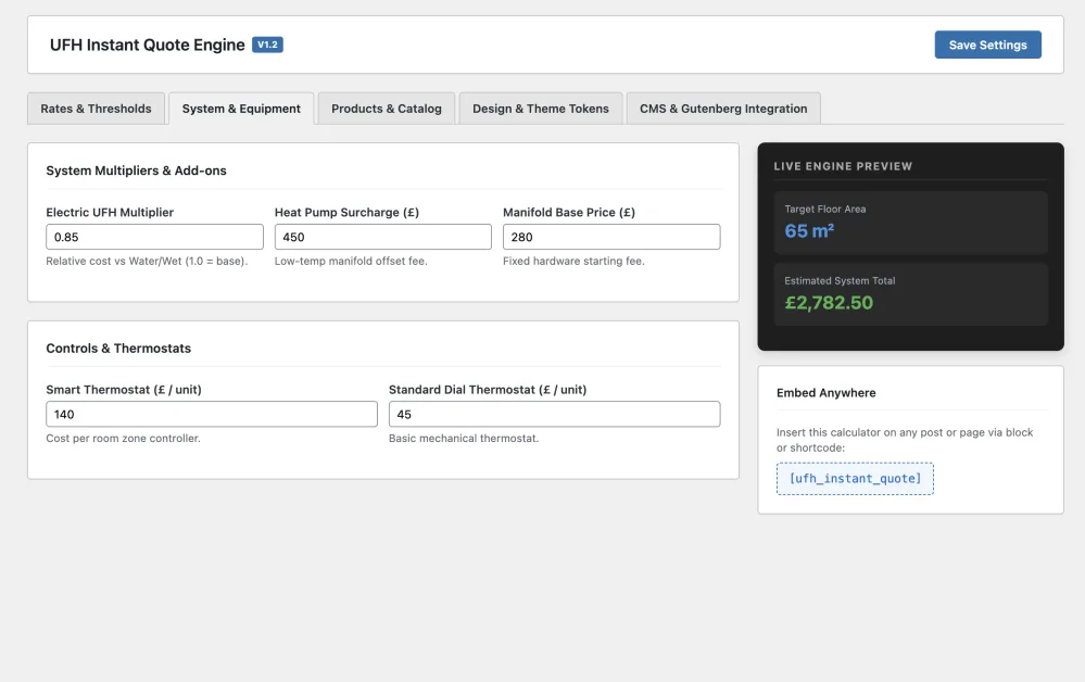 Admin Panel Tab 2: System & Equipment Multipliers