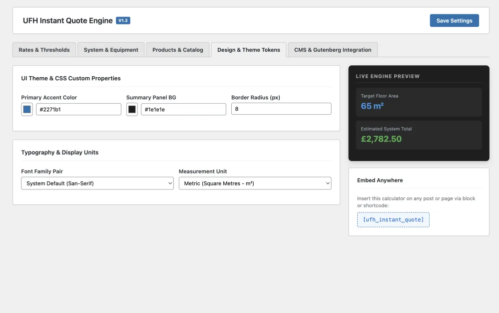 Admin Panel Tab 4: Design & Theme Customizer