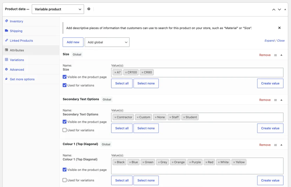 WooCommerce Attribute Taxonomy Mapping