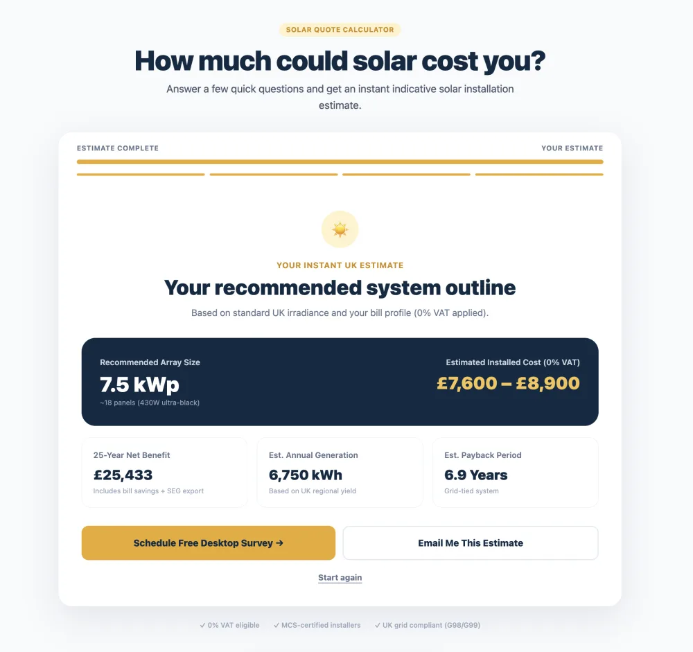 Instant Quote & Financial Summary