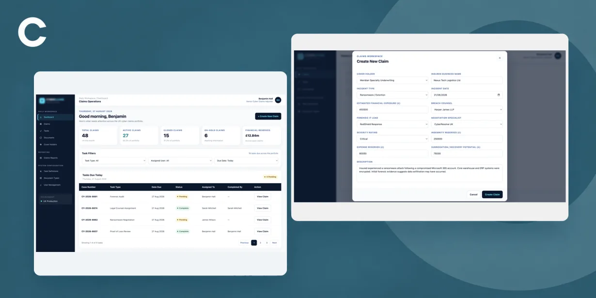 Hero image for the Cyber Insurance Claims Management System