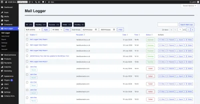Mail Logger Pro detailed email log view