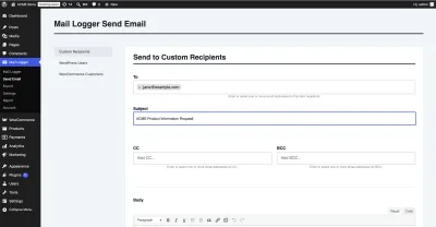 Mail Logger Pro custom email sending
