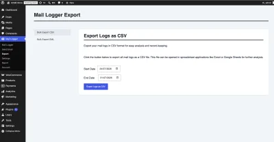 Mail Logger Pro export email as CSV