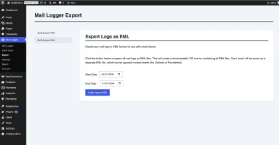 Mail Logger Pro export emails as EML ZIP