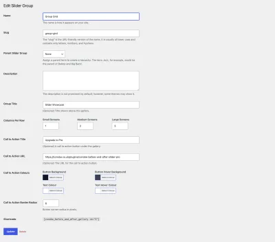 Grouping and columns settings
