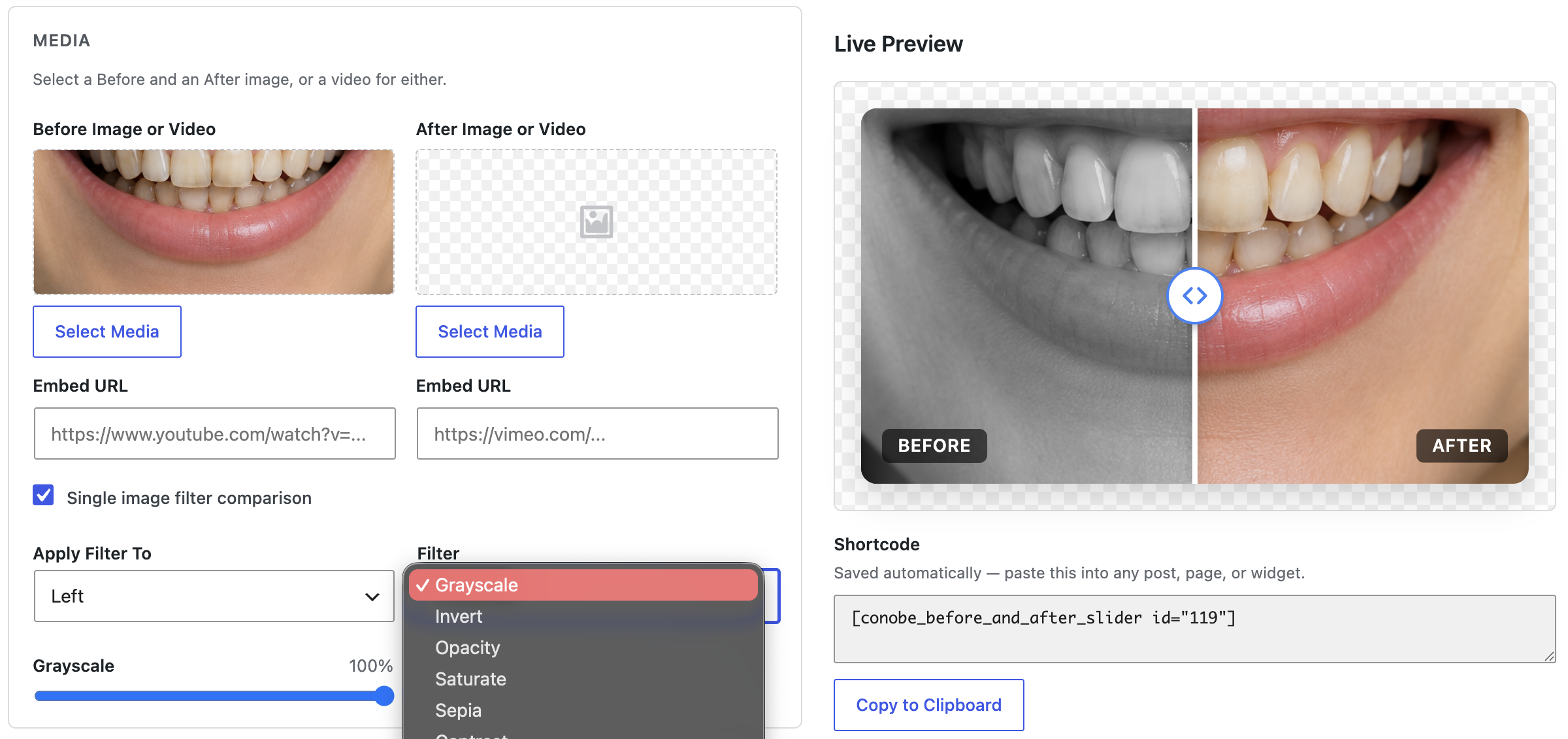 Single image with filters