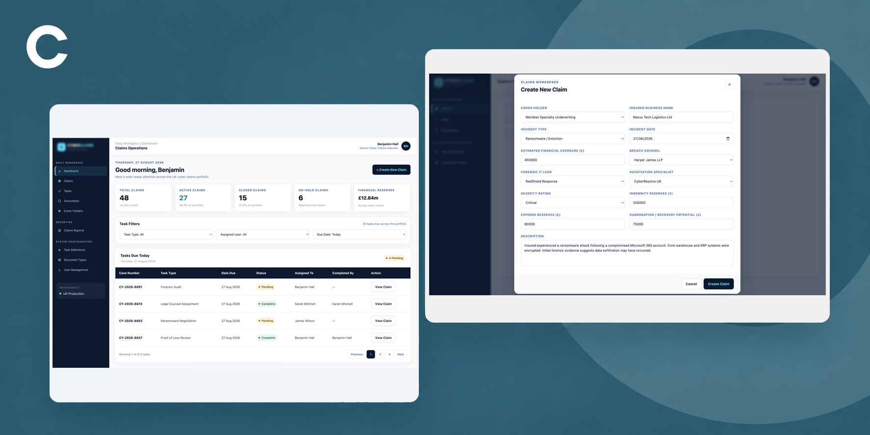 Hero image for the Cyber Insurance Claims Management System