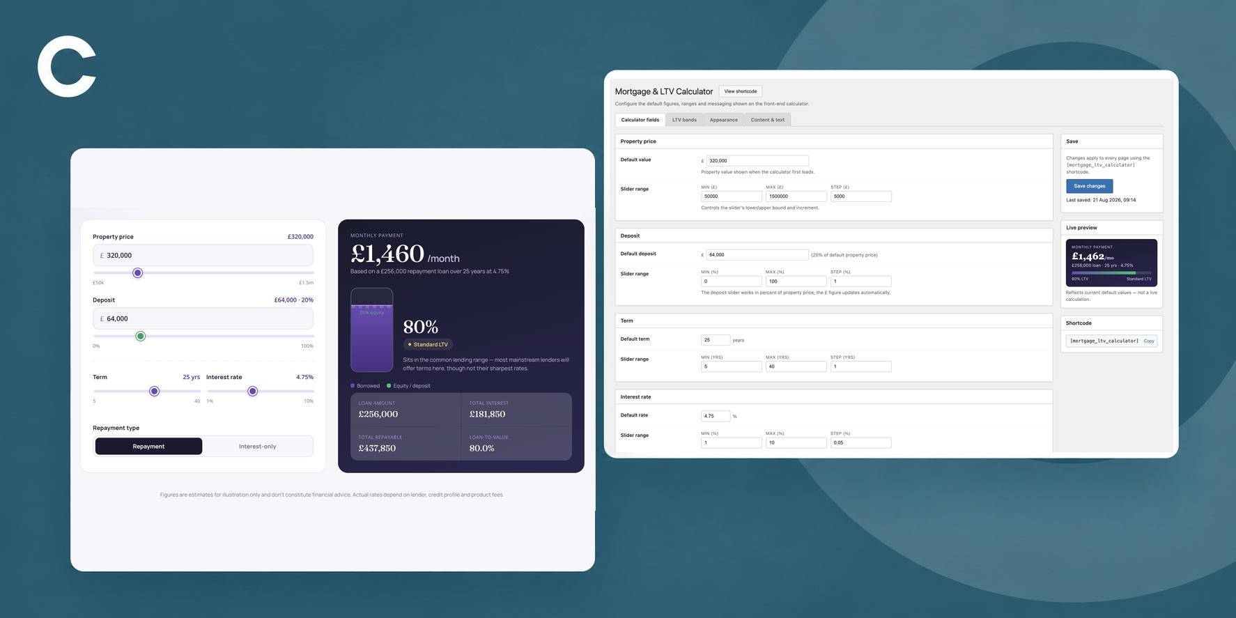 Hero image for the Mortgage & LTV Calculator Plugin